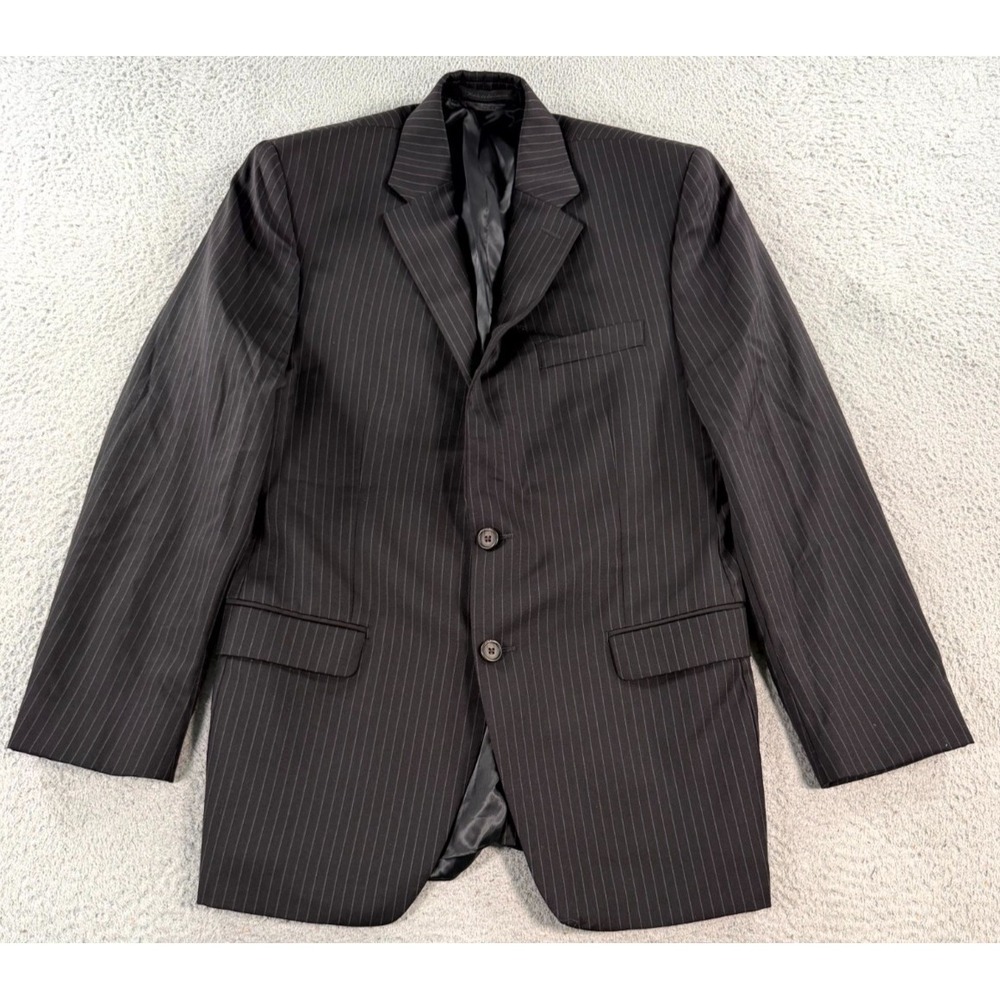 Ralph Lauren‎ Blazer Coat Men's 38 Black Pinstriped Wool Two Button Preppy
